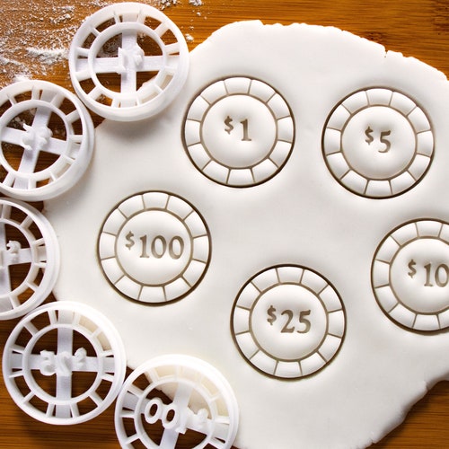 Set of 5 Poker Chip Cookie Cutters Pokerchips Cutter Etsy