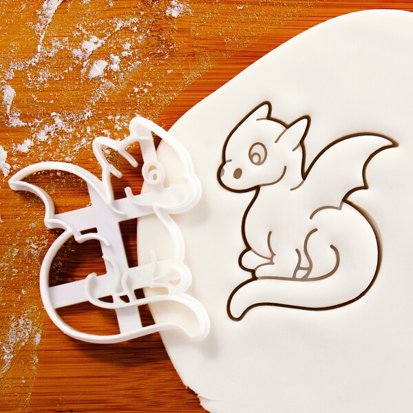 Baby Dragon cookie cutter | biscuit cutters wings legendary dragons mythical creature breathe fire Medieval winged keepers dragonologist