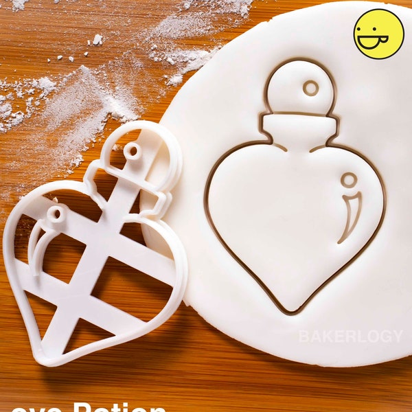 Love Potion cookie cutter | Bakerlogy biscuits cutters valentine's day witchcraft witch philtre wizard occult magical bottle spells heart