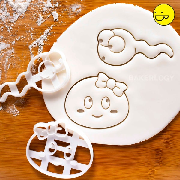 Set of Sperm and Egg cookie cutters | cute medicine kawaii cookies pregnancy announcement conception obstetrics doctor ovulation embryology