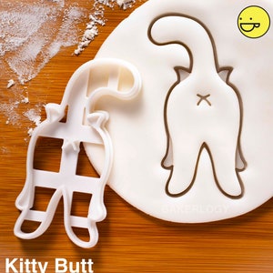 Kitty Butt cookie cutter | Bakerlogy biscuit cute happy cat butt body language behavior purrfect katze feline party friendly roll buttock