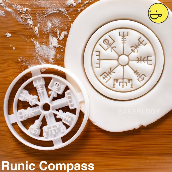 Runic Compass cookie cutter | Bakerlogy biscuit cutters Vegvisir Rune Icelandic Magical Stave Sigil mythology grimoires spells Galdrastafur