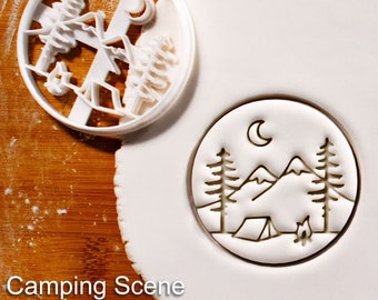 Camping Scene Cookie Cutter - Perfect for Campers, Hikers, Nature Lovers, Guides, Scouts, Backpackers, and Wilderness Trips