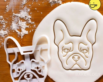 French Bulldog Face cookie cutter | Bakerlogy dog biscuit fondant clay cutters furry friend adoption drive vet Veterinary Frenchie gifts