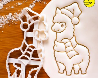 Christmas Alpaca cookie cutter - Animal farm themed Xmas winter festive party