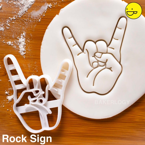 Rock Sign cookie cutter | Bakerlogy biscuit cutters hand gesture horns index little fingers thumb heavy metal music culture
