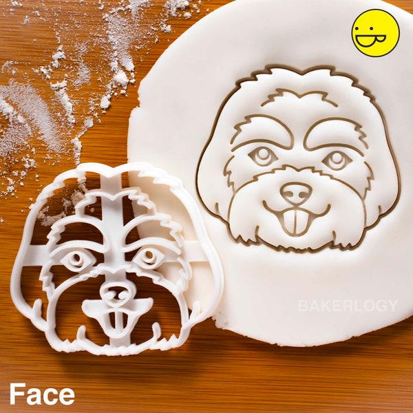 Emporte-pièce visage maltais | Bakerlogy biscuit fondant argile jouet terrier chien traite chenil canin マルチーズ犬 Sauvetage vétérinaire mignon cadeau vétérinaire