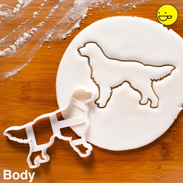 Emporte-pièce du corps du Setter irlandais rouge et blanc | Bakerlogy biscuit fondant argile chien IRWS gundog traite chenil adoption canine conduire cadeau pour animaux de compagnie