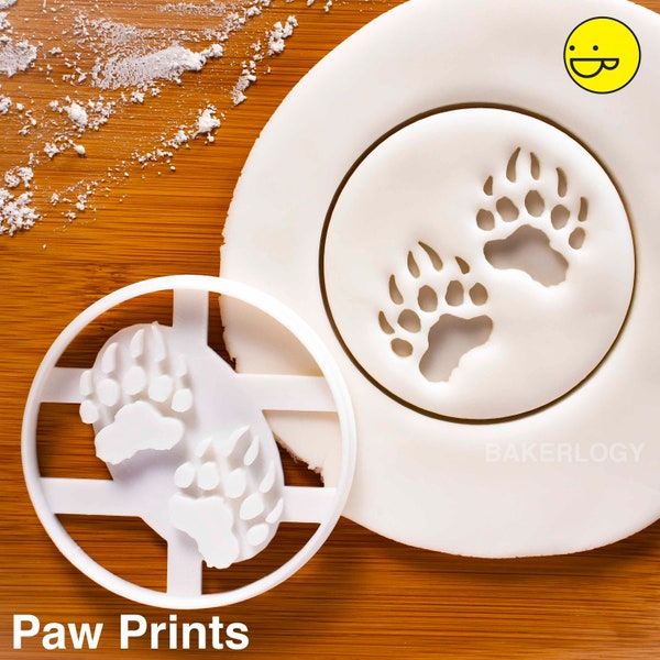 Bear Paw Prints cookie cutter | biscuit cutter | animals cookies cutters | gingerbread craft ooak claws grizzly bears animal | Bakerlogy