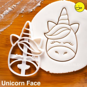 Cute Unicorn Face cookie cutter | Bakerlogy biscuit cutters kawaii freedom horn baby shower mystical whimsical shabby chic rainbow mythology