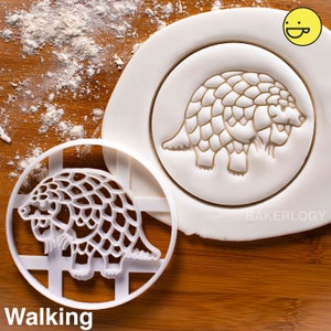 Walking Pangolin cookie cutter | Bakerlogy endangered scaly anteaters Pholidota animal biscuit cutters conservation kawaii birthday party