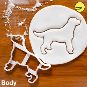 Labrador Body cookie cutter | Bakerlogy Retriever silhouette biscuit fondant clay cutters furry adoption assistance dog vet Veterinary gifts