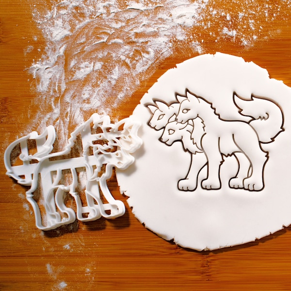 Cerberus cookie cutter | three heads Ancient Greek mythology biscuit cutters hound of Hades monster headed dogs dog underworld gates guard