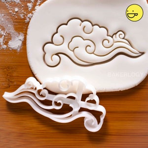 Whimsical Eastern Cloud shaped cookie cutter biscuit cutters Chinese Auspicious Legendary Legend Myth Mythical wave waves one of a kind ooak