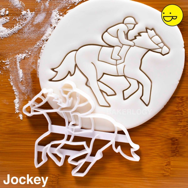 Emporte-pièce Jockey | coupe-biscuits unique en son genre chevaux ooak équitation étalon hippodrome fer à cheval equus équin équestre | Boulangerie