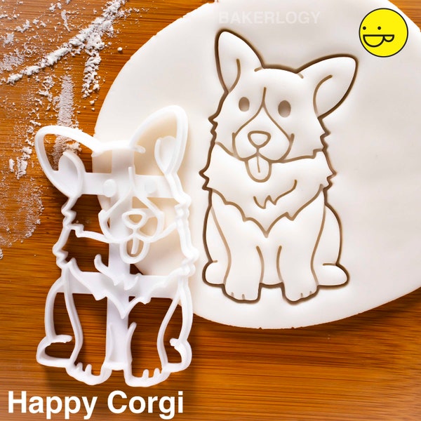 Happy Corgi cookie cutter | cute fluffy profile Pembroke Welsh dog butts biscuit fondant clay コーギー 코기 one of a kind ooak |Bakerlogy