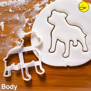 Staffordshire Bull Terrier Body cookie cutter | Bakerlogy biscuit cutters dog fondant clay Staffy adoption drive rescue animal shelter