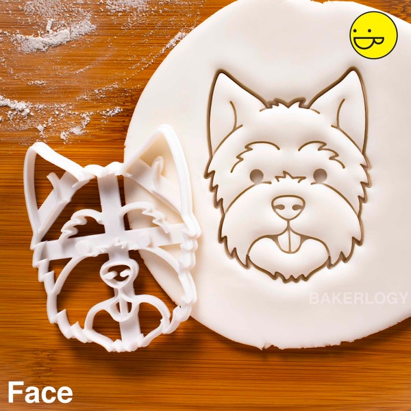 West Highland White Terrier Dog Face cookie cutter - Bake cute dog treats for Westie doggy party