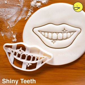 Shiny Teeth cookie cutter | Bakerlogy biscuit cutters dentist clinic Dentistry scaling polish Dental exam mouth smile treatment endodontic
