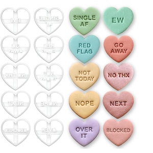 Anti-Valentine's Day Conversation Heart Cookie Cutter - Candy Messages for Sassy Singles Breakup Bakes