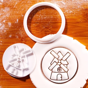 Windmill Mini Cookie Cutter & Stamp - Rustic Countryside Baking Tool for Spring Easter Treats