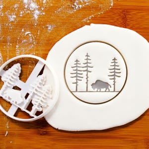 Bison in Forest Cookie Cutter: Buffalo Boreal Theme