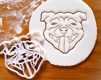 Staffordshire Bull Terrier Cookie Cutter (Face): Staffy Dog Breed Portrait Design Treat