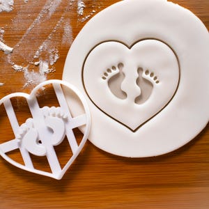 Baby Footprints Cookie Cutter: Heart Design, Baby Shower & Christening Favor