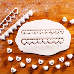 Heart with Paw Print Dog Treat Cookie Cutter: 8-at-Once Easy Release Baking Mold