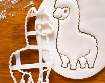 Cute Alpaca cookie cutter | camelid biscuit cutters | ooak baby llama smiling alpacas | Bakerlogy animal farm