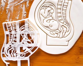 Pregnant Womb with Fetus cookie cutter | anatomy physiology medicine cookies | pregnancy announcement doctor nurse obstetrics gynecology O&G