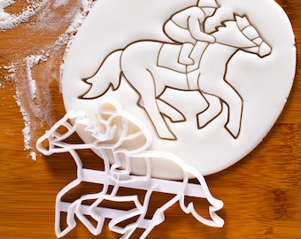 Jockey cookie cutter | biscuit cutters one of a kind ooak horses riding race course stallion Horseshoe equus equine Equestrian | Bakerlogy