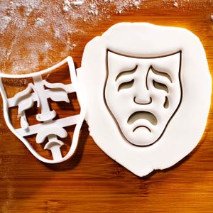 Tragedy Mask Cookie Cutter - Sock and buskin theatrical drama masks