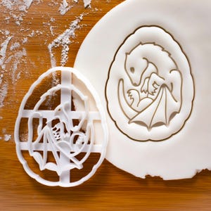 Dragon Baby cookie cutter | biscuit cutters | ooak legendary Mythology dragons mythical fetus fossilized egg fossil eggs | Bakerlogy