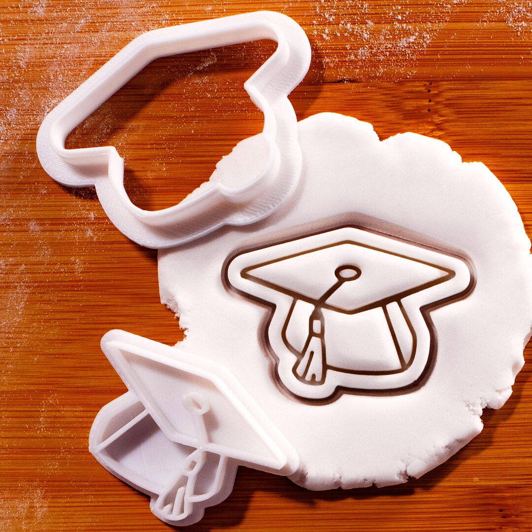 Graduation Cap Mini Cookie Cutter & Stamp Set - Graduate Hat College ...