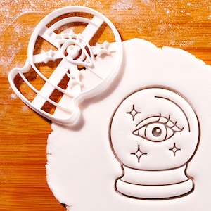 Emporte-pièce boule de cristal qui voit tout - embosseuse de biscuits oeil mystique, tampon de fondant pour voyant clairvoyant voyeur de bonne aventure