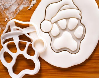 Cortador de galletas con forma de pata de Papá Noel: molde para golosinas navideñas para perros