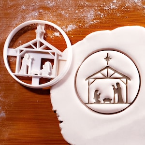 Foremka do ciastek w kształcie szopki – idealna do świątecznego pieczenia i chrześcijańskich uroczystości – wykonana przez Bakerlogy, drukowana w technologii 3D