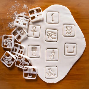Egyptian Hieroglyphs Cookie Cutters (Set of 8): Ancient Egypt Symbol Designs