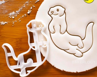 Sea Otter cookie cutter | Otterly Cute happy otters theme river biscuit cutters | kids party ideas kawauso marine mammals animals Bakerlogy