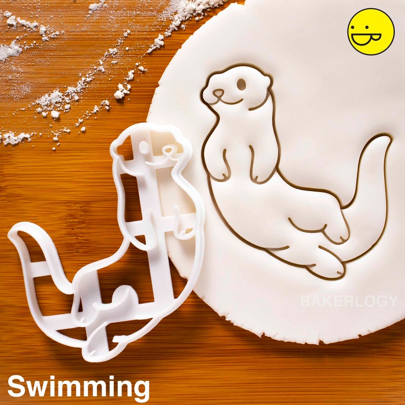 Sea Otter cookie cutter Otterly Cute happy otters theme river biscuit cutters kids party ideas kawauso marine mammals animals Bakerlogy Swimming