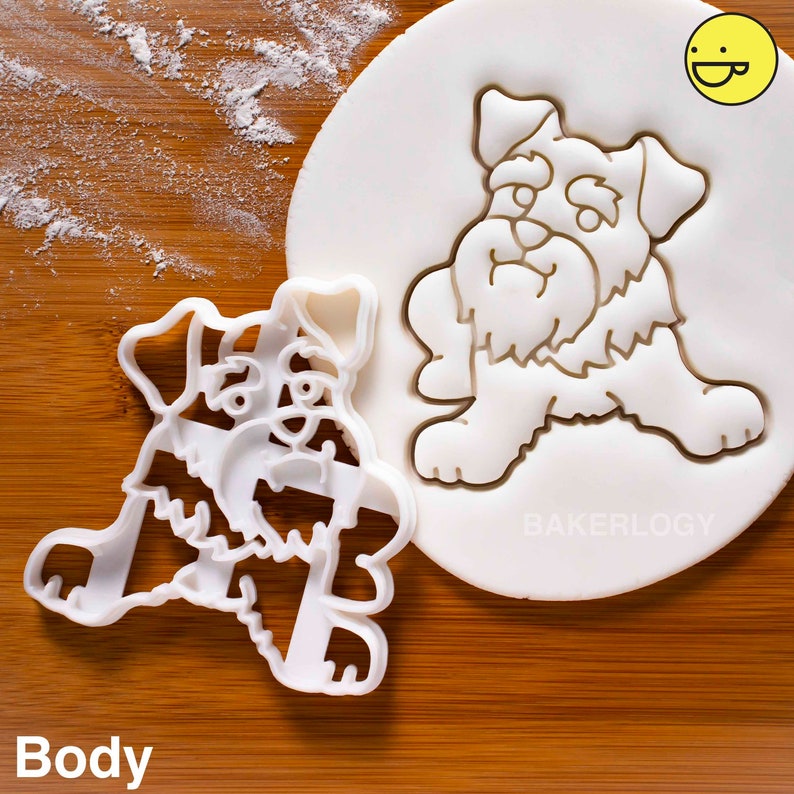 Mini Schnauzer Face cookie cutter Bakerlogy biscuit cutters furry friend adoption drive vet Veterinary miniature schnauzers cute portrait Body