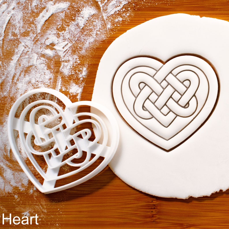 Heart Celtic Knot cookie cutter | biscuit cutters Icovellavna knots love insular art patterns symbol Celts Triquetra Gaelic Pagan good luck 