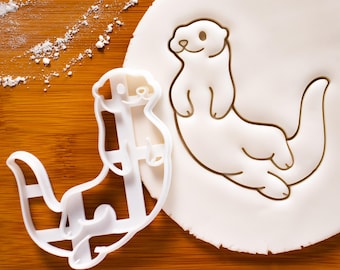 Sea Otter cookie cutter | Otterly Cute happy otters theme river biscuit cutters | kids party ideas kawauso marine mammals animals Bakerlogy