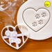 Heart Shaped cookie cutter with Paw Prints | biscuit cutters | puppy paws print dog lover dogs foot prints feet footprint cat | Bakerlogy 