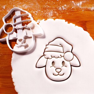 Christmas Sheep Cookie Cutter: Santa Hat Holiday Farm Baking