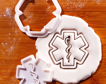 EMS Star of Life Mini Cookie Cutter & Stamp Set – Paramedic Emergency Medical Symbol EMT