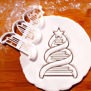 DNA Weihnachtsbaum-Ausstechform - Festlicher Doppelhelix-Baum für Wissenschafts- und Feiertagsbäckerei | Bakerlogie