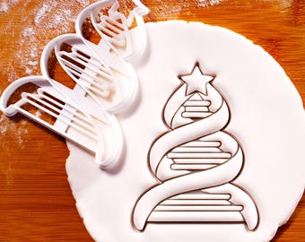 DNA Weihnachtsbaum-Ausstechform - Festlicher Doppelhelix-Baum für Wissenschafts- und Feiertagsbäckerei | Bakerlogie