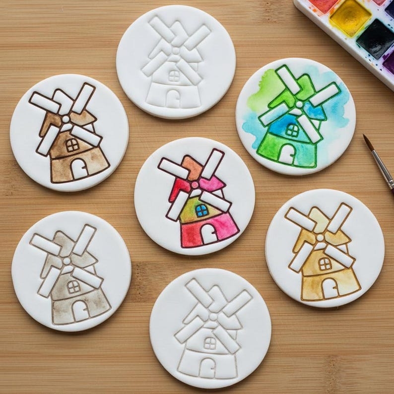 Windmill Mini Cookie Cutter & Stamp - Rustic Countryside Baking Tool ...